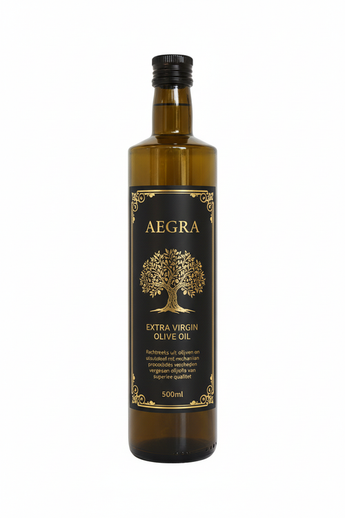 Aegra Olive Oil Bottle - All Gold Text